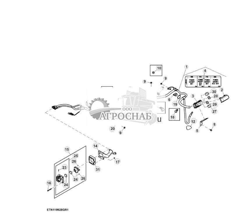 Жгут проводов, гнездо розетки электропитания, 60 A, заднее - ST831600 1045.jpg